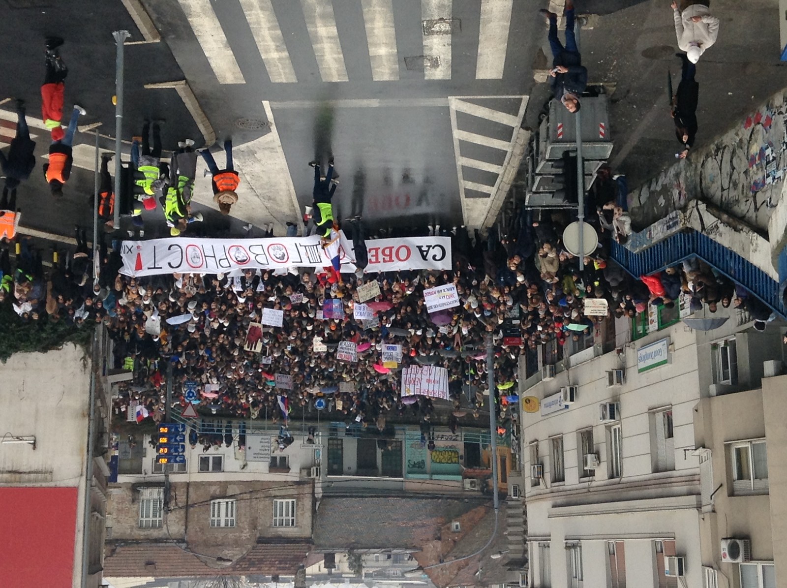 People marching in Belgrade on 24 January 2025