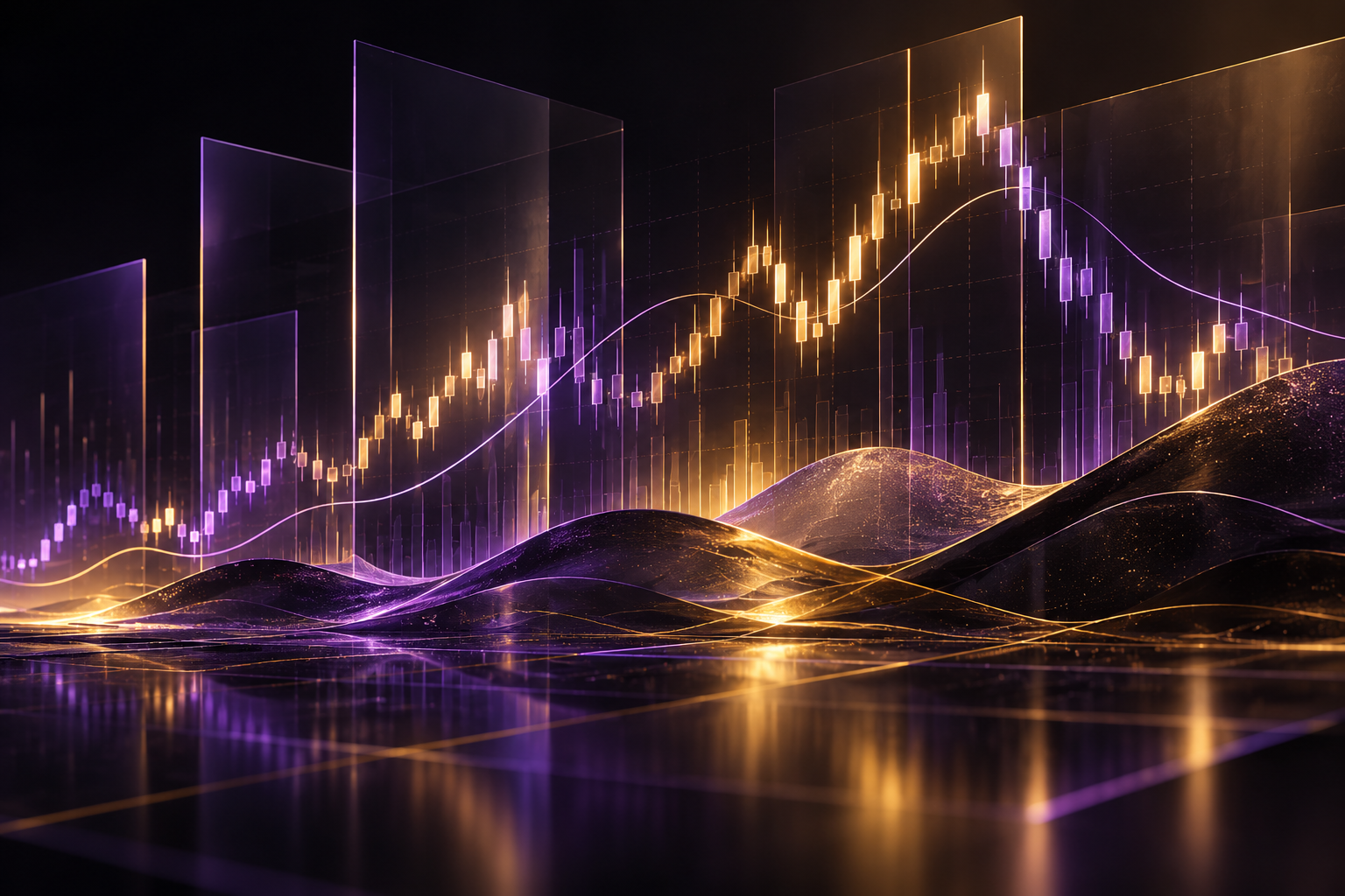 Abstract violet and gold market lines